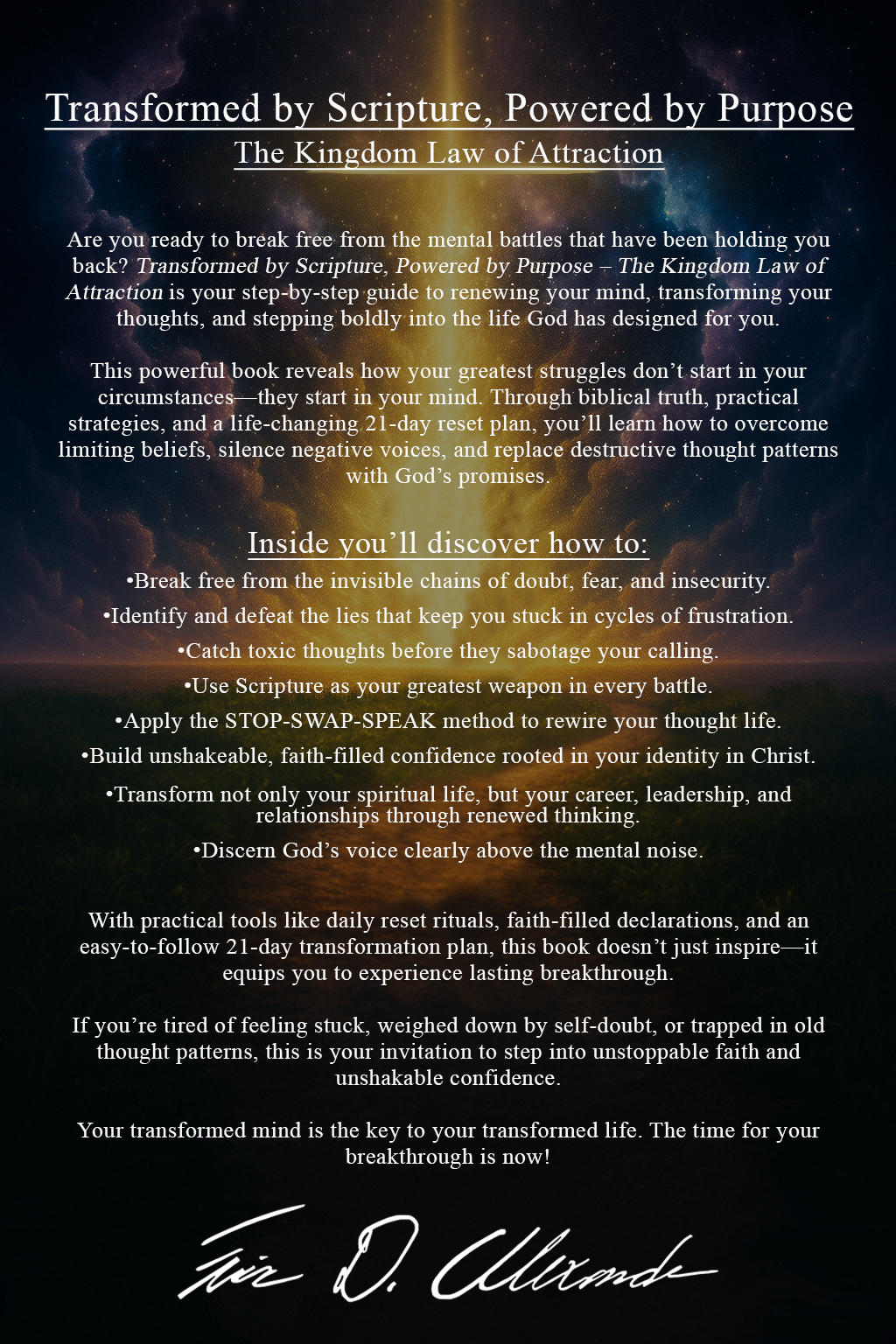 "Transformed By Scripture, Powered By Purpose - The Kingdom Law of Attraction" Ebook - By Eric Alexander